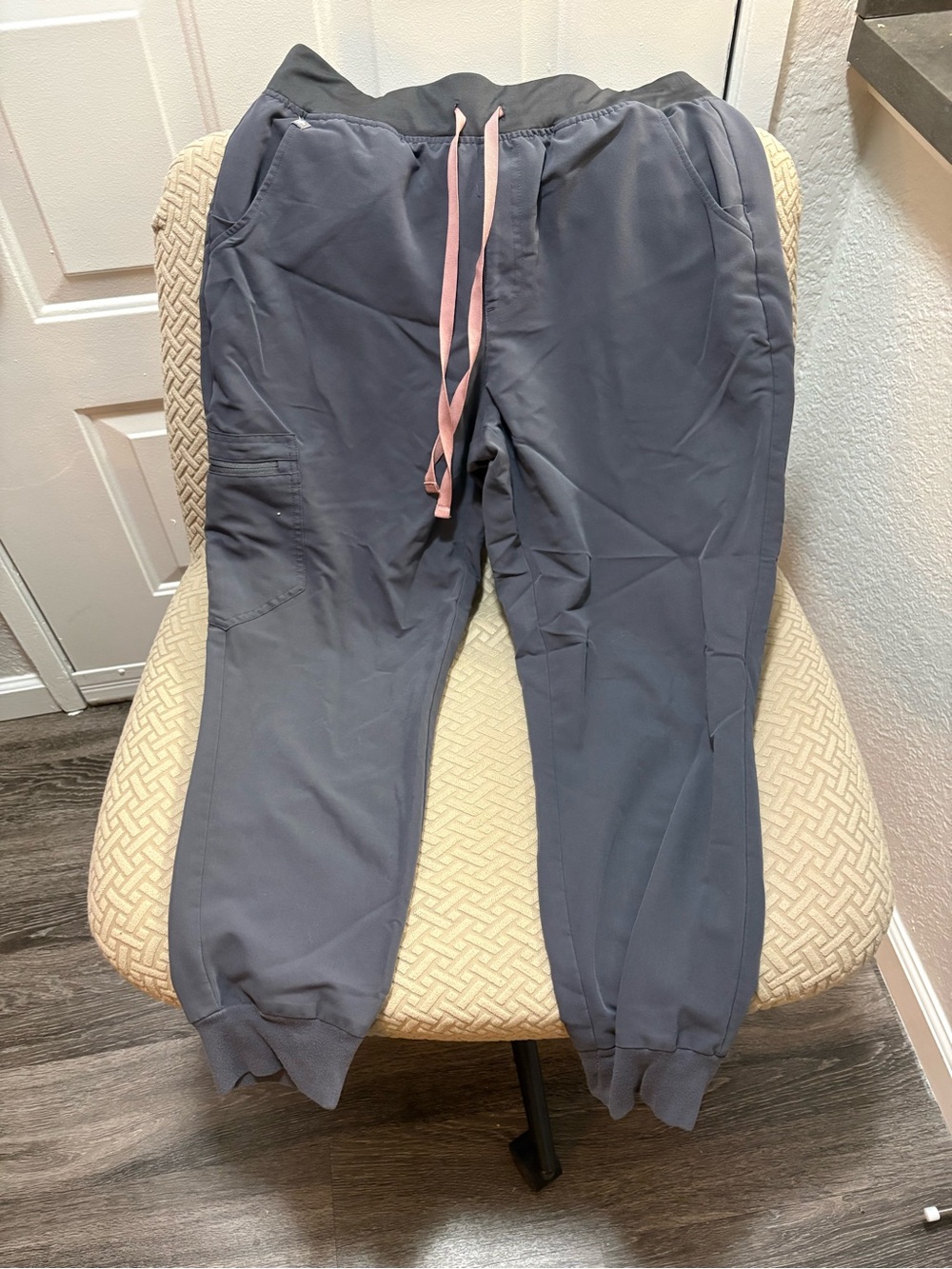 FIGS Charcoal Women's Zamora Joggers with Pink Drawstring
